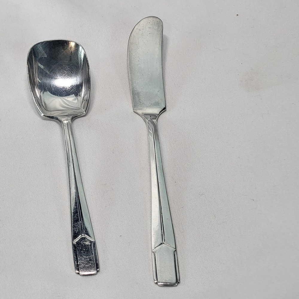 Holmes & Edwards IS Napoleon Inlaid Flatware Set Butter Knife & Sugar Spoon